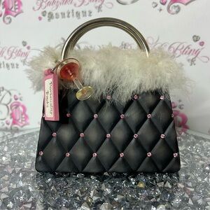 Piggy bank girls night out bling Elegant Black Quilted Handbag pursenality bag